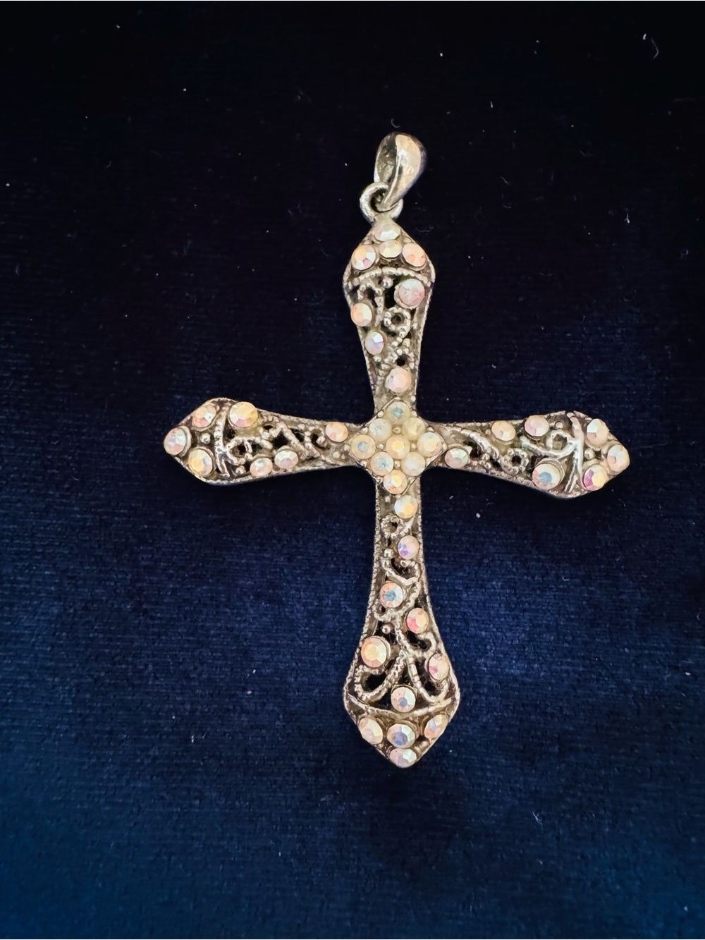 Aurora Crystal Cross Pendant